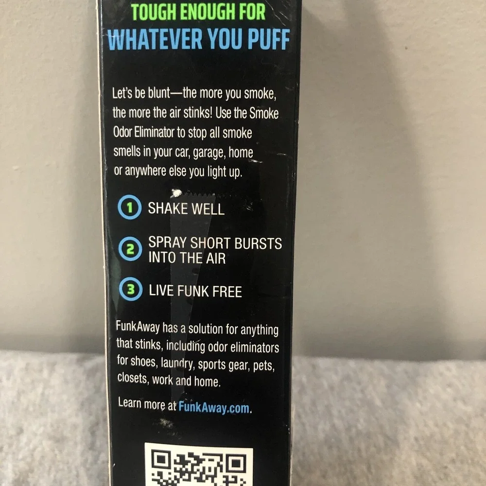 FunkAway Smoke Extreme Odor Eliminator Spray Shoes Pets Sports Gear Car 3.4 oz